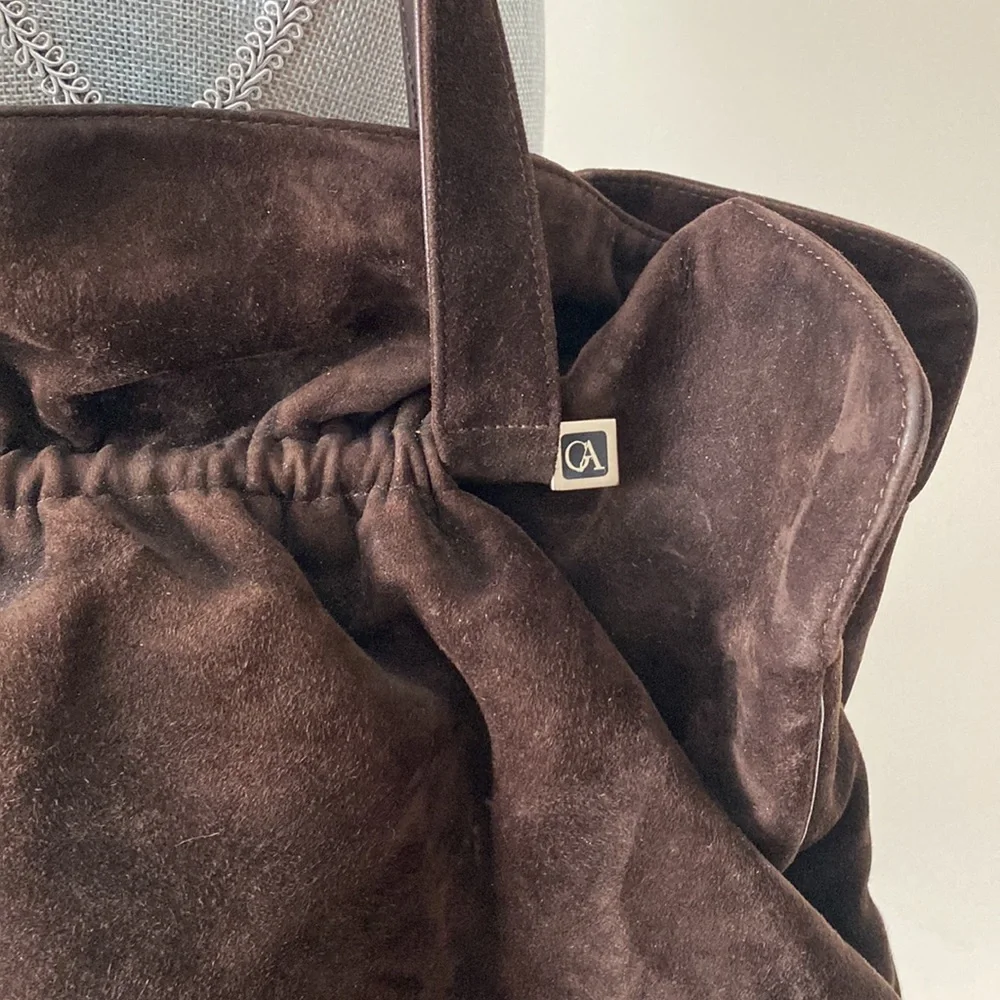 Giorgio Armani Suede Shoulder Bag Purse Chocolate Brown - Picture 4 of 9